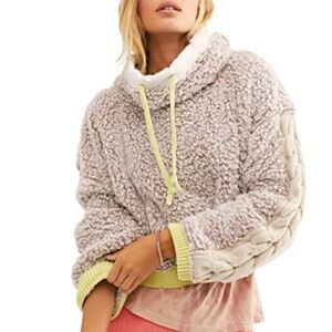 FREE PEOPLE WILD HEART SHERPA SWEATSHIRT IN NEUTRAL BNWT SIZE - S
